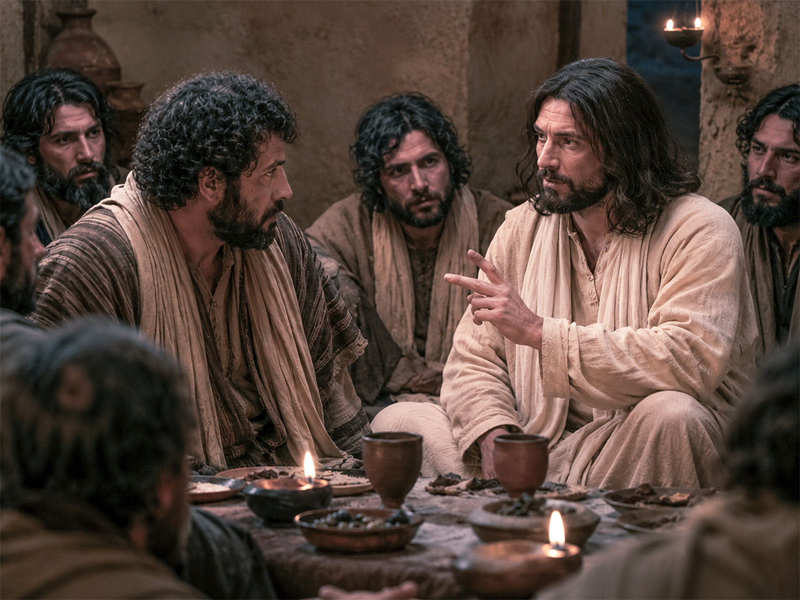 Jesus talking to Peter at the Last Supper